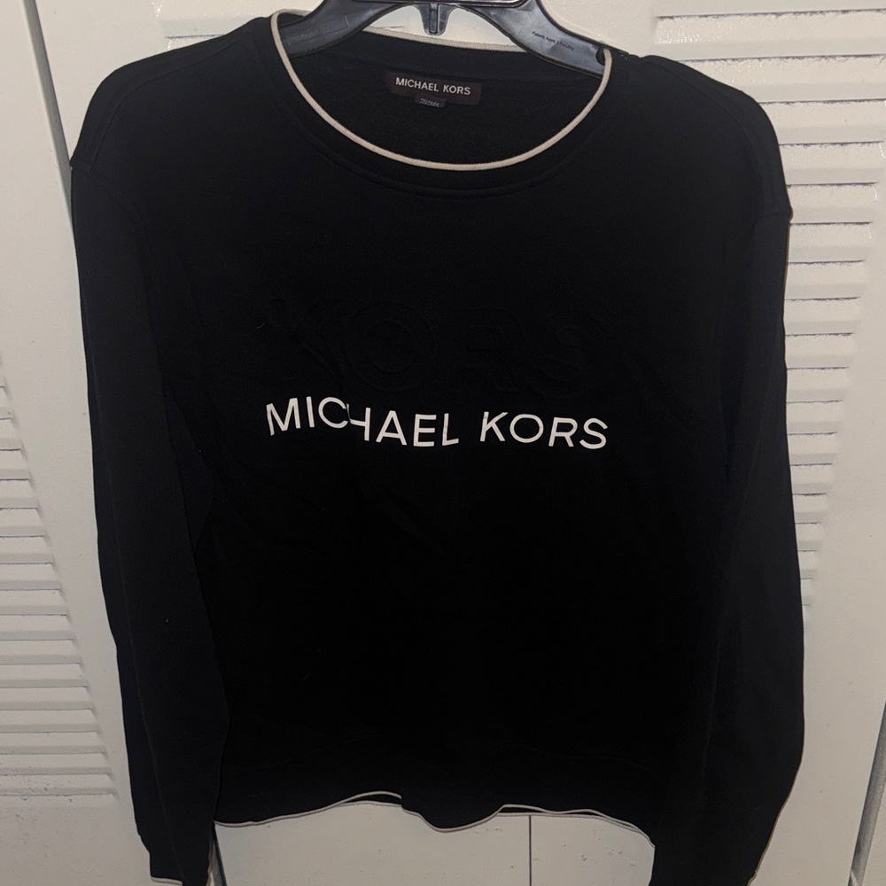 Michael Kors Men's Large Embossed Logo Pullover Crewneck Sweatshirt Black Large